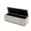 Chic Corduroy Upholstered Storage Ottoman With Vertical Stripe Design - Light Gray - Image 6