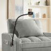 3 In 1 Convertible Sleeper Chair Sofa Bed, Adjustable Pull Out With Multi Pockets Velvet - Gray - Image 4