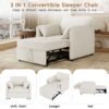 Convertible Pull Out Sofa Bed, 3 In 1 Convertible Sleeper Chair Adjustable Backrest With Thicked Cushions, Multi Functional Linen Armchair For Living Room, Bedroom, Apartment, Office - White - Image 6