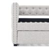Mid Century Upholstered Tufted Daybed With Trundle Elegant Button And Nailhead Design Full Daybed & Twin Trundle - Beige - Image 9
