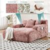 Chenille Interior Lazy Sofa Chaise Lounge Armchair With Pillows And Armrests - Pink - Image 3