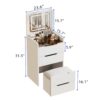 3 In 1 Vanity Desk With Flip Top Mirror, Compact Makeup Table With Glass Top And 3 Drawers For Bedroom - White - Image 3