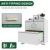Premium 2 Drawer Metal Lateral File Cabinet With Lock, Steel Filing Cabinet For Home Office - White - Image 9