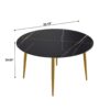 Modern Artificial Stone Round Dining Table With Golden Metal Legs, Can Accommodate 6 People - Black - Image 10