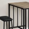 3 Pieces Dining Set, Counter Height, Rectangular, Small, Contemporary - Taupe - Image 2