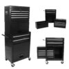 6 Drawer Lockable Tool Cabinet On Wheels Steel Rolling Tool Chest With Detachable Toolbox, 2 In 1 Garage Workshop Storage Organizer With 4 Universal Casters - Black - Image 11