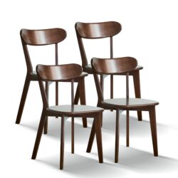 Simple Dining Chair, Solid Chair Table For Living Room Chair (Set of 4) - Dark Natural