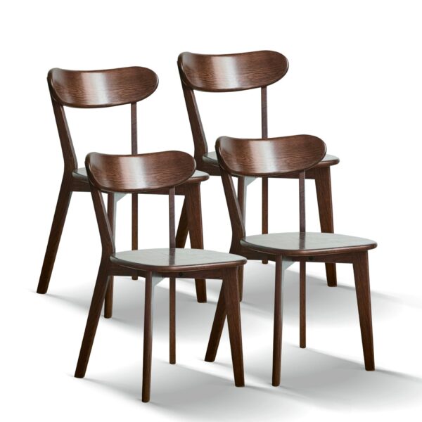 Simple Dining Chair, Solid Chair Table For Living Room Chair (Set of 4) - Dark Natural