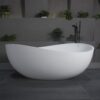 63" x 37.4" x 23.6" Freestanding Solid Surface Soaking Bathtub For Bathroom - Matte White - Image 2