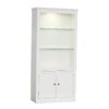 Retro Style Display Bookcase With Adjustable LED Ceiling Light And Tempered Glass Shelves - White - Image 8