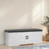 2 Tier Shoe Bench With Padded Seat, 2 Barn Doors And Adjustable Shelves, For Entryway And Living Room - White - Image 12