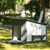 Modern Design Outdoor Dog House With Food Bowl And Wheels Pine - Gray / White - Image 4