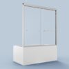 56" -60" W*58" H Semi-Frameless Double Sliding Tub Door, Bypass Bathtub Shower, 1 / 4" (6Mm) Thick SGCC Tempered Glass Door - Chrome - Image 10