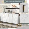 Modern Sideboard With Four Doors, Metal Handles & Legs And Adjustable Shelves Kitchen Cabinet - White - Image 4