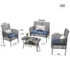 Outdoor Patio Furniture Set, 4 Pieces Rattan Wicker Chairs With Tempered Glass Table And Cushions - Blue - Image 3