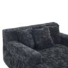 Chenille Interior Lazy Sofa Chaise Lounge Armchair With 3 Pillows And Armrests, Soft Chenille - Black - Image 16