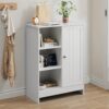 Classic Freestanding Bathroom And Kitchen Storage Cabinet With Adjustable Shelves - White - Image 9