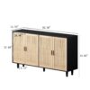 Elegant 4 Door Rattan Decorative Storage Cabinet, Functional And Stylish, 62.20" - Black - Image 3
