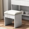 Fashion Vanity Desk With Mirror And Lights For Makeup, Hair Dryer Holder And Chair, Adjustable Lighting - White - Image 8