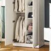 Viviane - Contemporary Wood Closet With Hanging Bars And 5 Shelves - White - Image 4