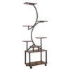 8 Tier Indoor Plant Stand With Grow Lights, S Shaped Metal Shelf For Multiple Plants - Black / Dark Walnut - Image 2