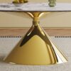 Modern Luxury Marble Dining Table Set Oval Kitchen Table With Stainless Steel Base - Gold / White Print - Image 5