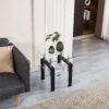 Modern Tempered Transparent Glass End Table With Storage For Living Room 2 Layer Design - Clear - Image 4