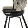 28" Bar Chair Linen Woven Bar Stool (Set of 2) Upholstered With Legs, 360 Swivel, Counter Arm Chairs With Back Footrest - Gray - Image 14