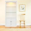Retro Style Display Bookcase With Adjustable LED Ceiling Light And Tempered Glass Shelves - White - Image 7