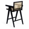 Modern Minimalist Bar Stool With Cane Seat - Black / Natural - Image 8