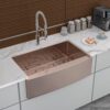 Farmhouse Sink Stainless Steel 16 Gauge Apron Front Kitchen Sink - Rose Gold - Image 4