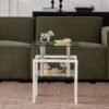 2 Pieces Tempered Glass End Table With Storage For Living Room In Modern Design - Clear - Image 5