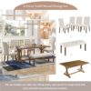 Farmhouse Dining Table Set 6 Piece Wood Rectangular Table With Upholstered Chairs And Bench - Walnut - Image 5