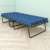 Metal Folding Bed Frame With Foam Mattress, Easy Storage, Movable With 4 Castors - Black / Blue - Image 2
