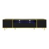 Modern TV Stand For TVs Up To 80", Entertainment Center With 2 Shelves And LED Lights, TV Storage Cabinet With 2 Drawers, 2 Cabinets And Metal Legs For Living Room - Black - Image 9