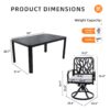 5 Pieces Outdoor Patio Furniture Set, 4 Swivel Rockers Sunbrella Fabric Cushioned, Rectangular Table With Umbrella Hole - Bourbon Brown - Image 3