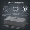 30" Topmount Stainless Steel Kitchen Sink With Workstation Ledge And Accessories - Black - Image 7