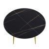 Modern Man-Made Stone Round Metal Dining Table, Position For 6 People - Gold / Black - Image 9