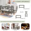 Elegant 6 Piece Counter Height Dining Table Set With Shelf, 4 Chairs And Bench - Gray - Image 7