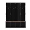 Farmhouse Hall Tree With 4 Hidden Hanging Hooks, Versatile Seating Bench With 8 Doors, Entryway Shoe Cabinet With Open Compartments For Living Room - Black - Image 9