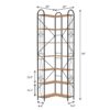 Modern 7 Shelf Bookcase With Thickened Iron Frame And Laminate - Brown - Image 3
