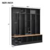Wide Design Hall Tree With Storage Bench, Minimalist Shoe Cabinet With Cube Storage & Shelves, Multifunctional Coat Rack With 8 Hooks For Entryways, Mudroom - Black - Image 3
