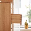 Free-Standing Corner Storage Cabinet For Living Room, Four Drawers - Solid Oak - Image 4
