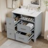Bathroom Vanity With Ceramic Sink, Flip Out Drawer Design For Plumbing, Soft Close Drawers Painted Cabinet With Solid Wood Legs - Gray - Image 2