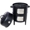 Heavy Duty Round Bbq Grill 17" Steel Charcoal Smoker For Outdoor Cooking - Black - Image 4