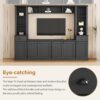 Minimalist - Entertainment Wall Unit Set With Bridge For TVs Up To 75", Ample Storage Space TV Stand With Adjustable Shelves - Black - Image 7