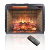 23" Infrared Quartz Heater Fireplace Insert -Woodlog Version With Brick - Antique Black - Image 4