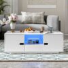 Modern High Glossy Rectangle Coffee Table, Accent Furniture With 16 Color LED Lights For Living Room - White - Image 4