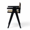Modern Minimalist Bar Stool With Cane Seat - Black / Natural - Image 10