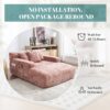 Chenille Interior Lazy Sofa Chaise Lounge Armchair With Pillows And Armrests - Pink - Image 8